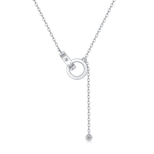 Moissanite Pendant Necklace Love Lariat, sterling silver