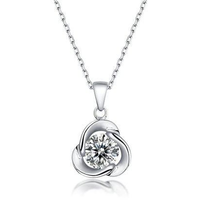 Moissanite Pendant Necklace Love Blossom, sterling silver