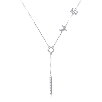Moissanite Pendant Necklace One Love, sterling silver