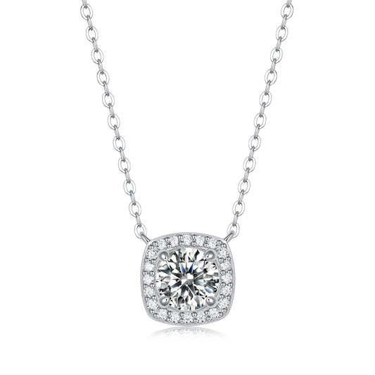 Moissanite Pendant Necklace Promise, sterling silver