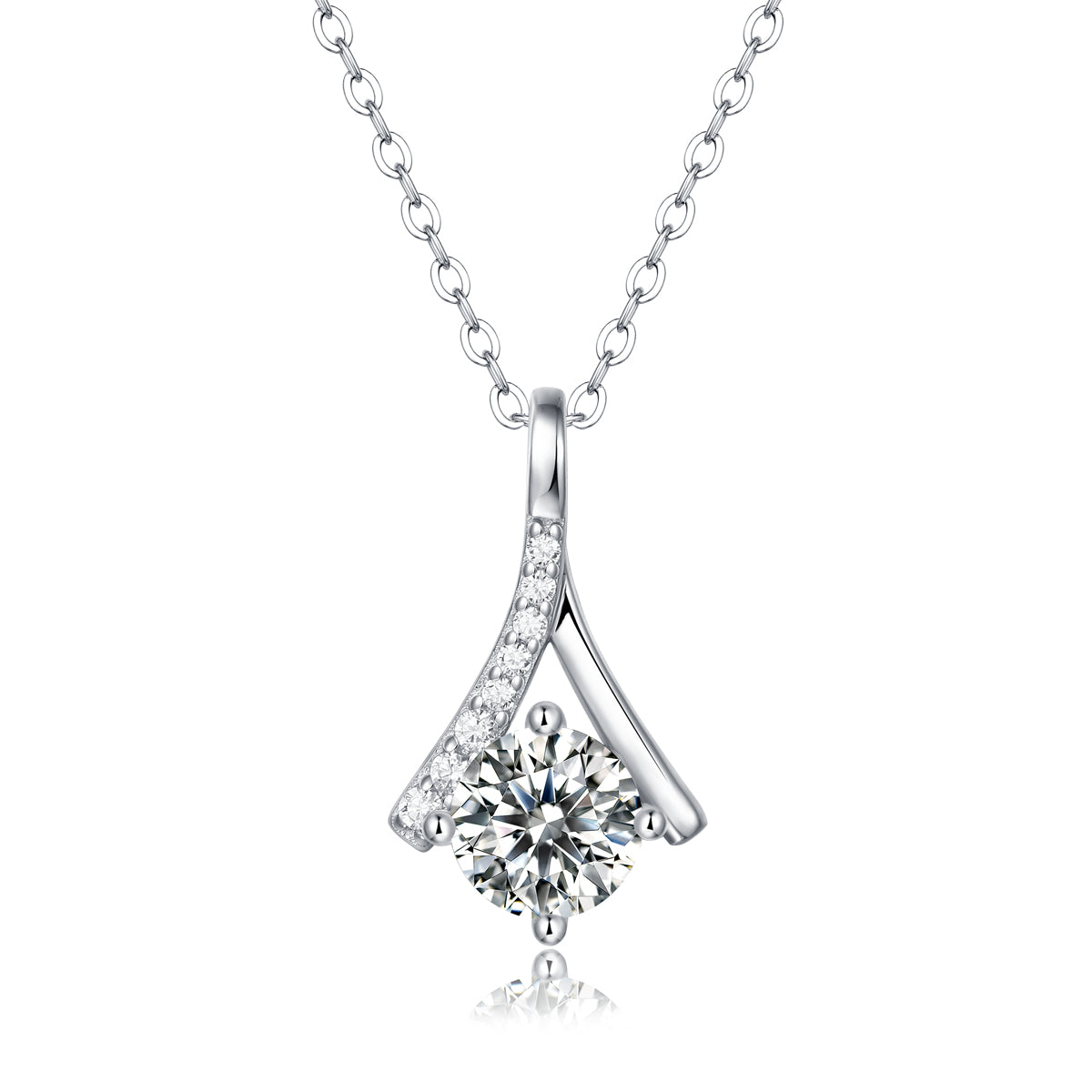 Moissanite Pendant Necklace Queen, sterling silver