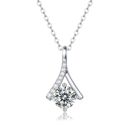 Moissanite Pendant Necklace Queen, sterling silver