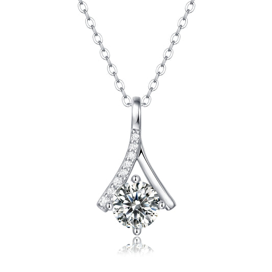 Moissanite Pendant Necklace Queen, sterling silver