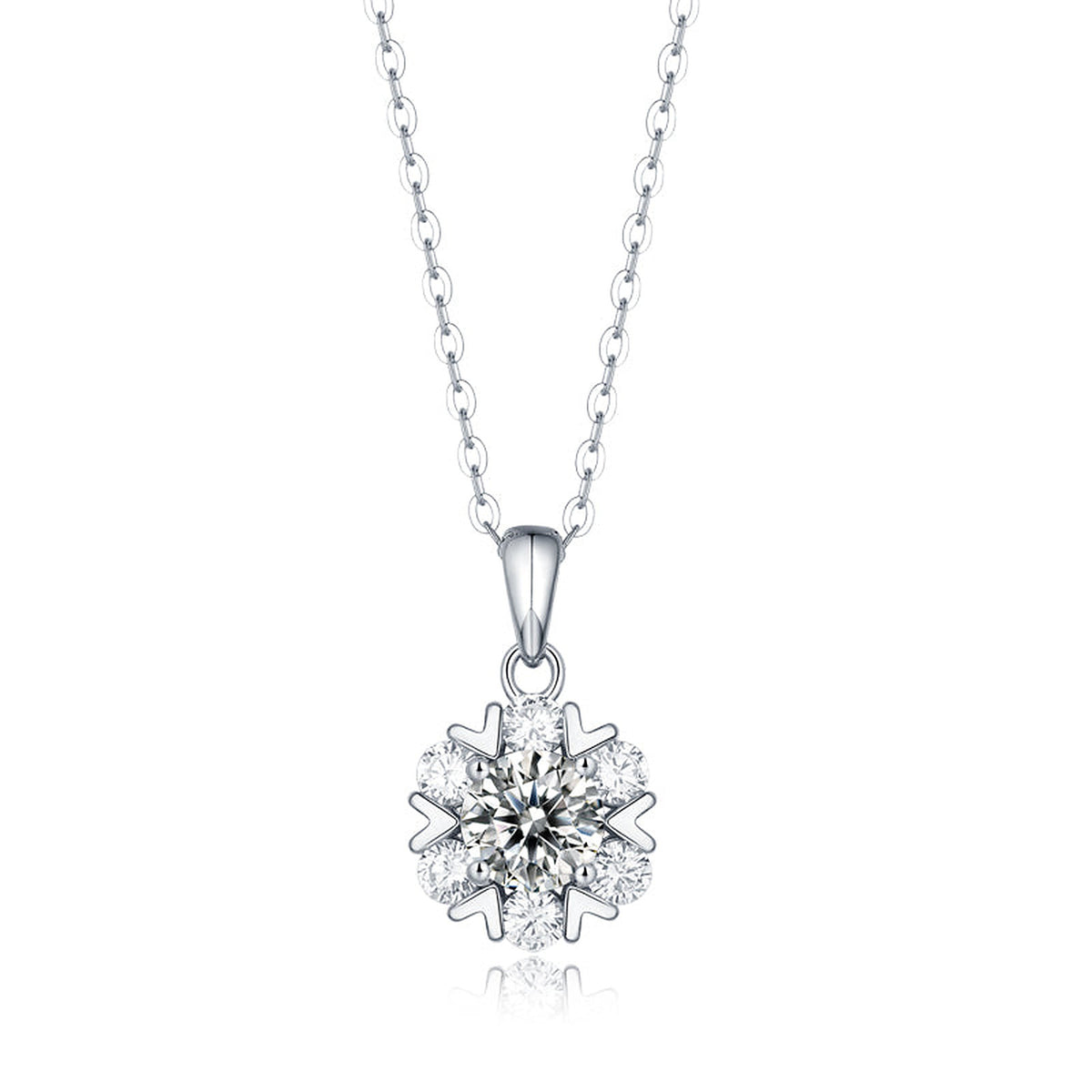 Moissanite Pendant Necklace Seven Stars, sterling silver