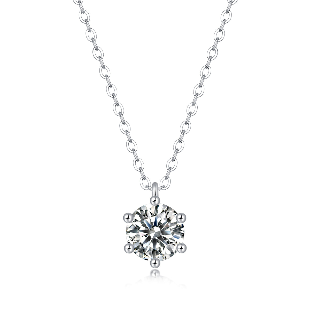 Moissanite Pendant Necklace Shining, sterling silver