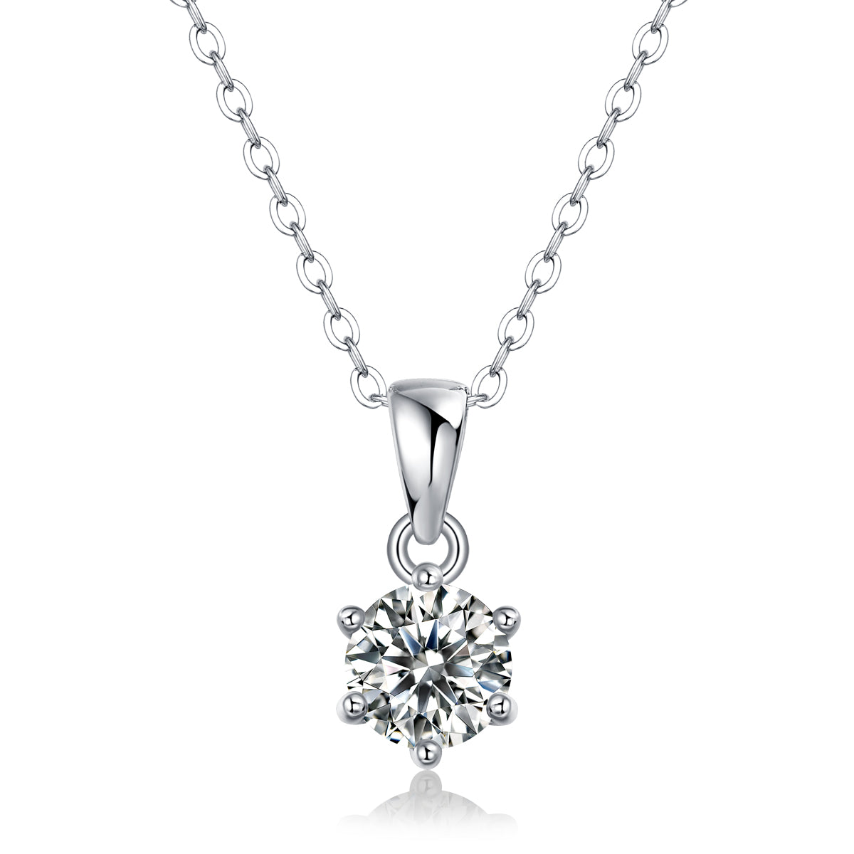 Moissanite Pendant Necklace Sirius, sterling silver
