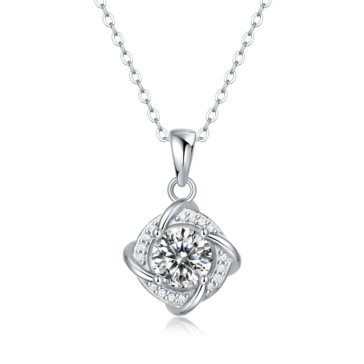 Moissanite Pendant Necklace Surrounder, sterling silver