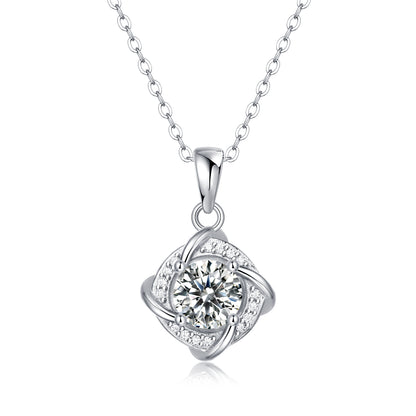 Moissanite Pendant Necklace Surrounder, sterling silver