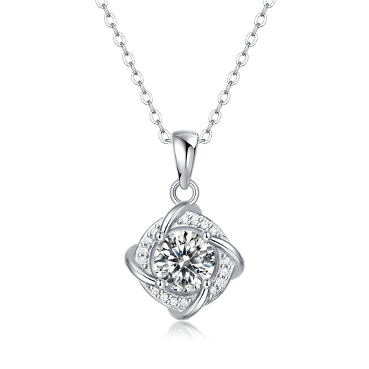 Moissanite Pendant Necklace Surrounder, sterling silver