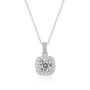 Moissanite Pendant Necklace Universe Halo, sterling silver