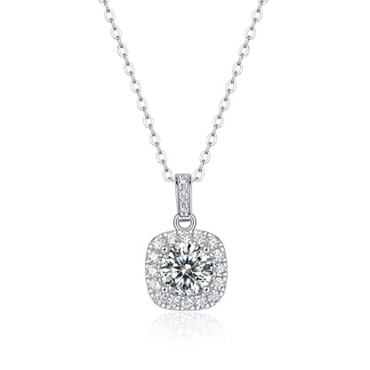 Moissanite Pendant Necklace Universe Halo, sterling silver
