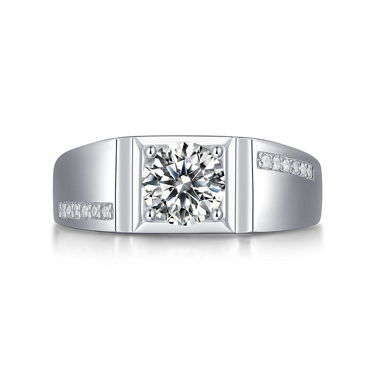 Moissanite Ring Grand, sterling silver, view 4
