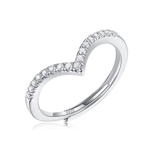 Moissanite Ring Heaven Chevron, sterling silver