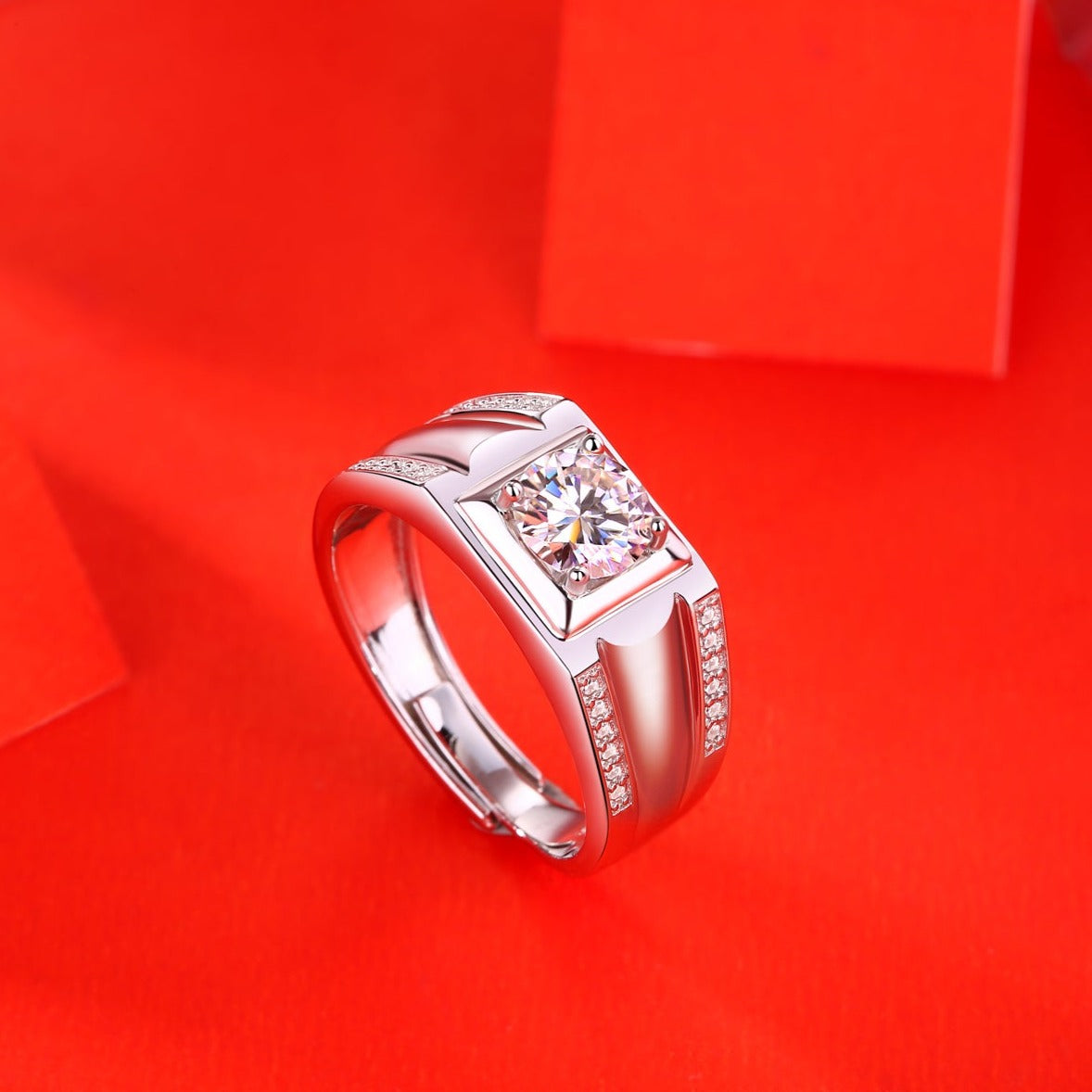 Moissanite Ring Uniqueness, sterling silver, view 4