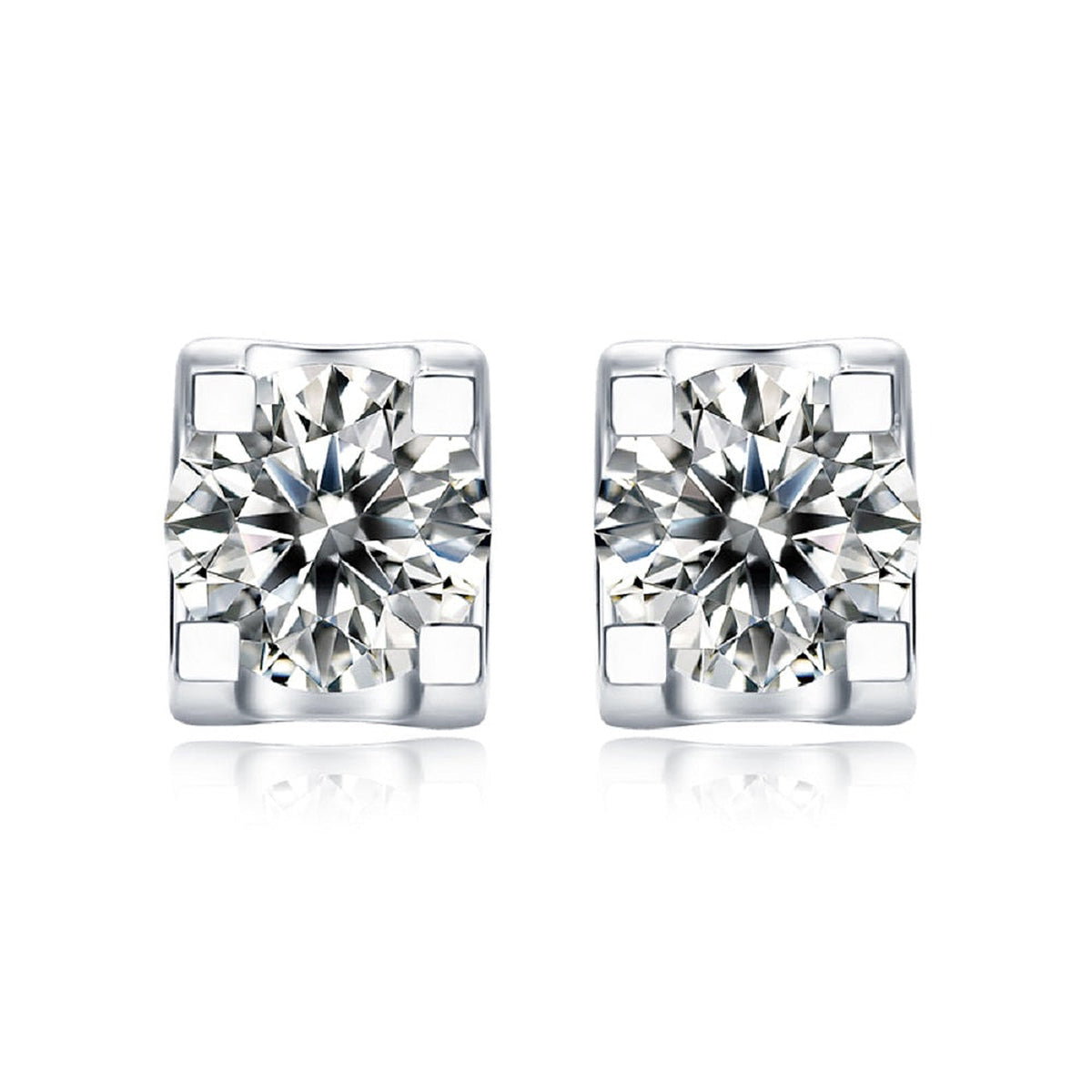 Moissanite stud earrings with a deep space-inspired design, featuring brilliant round-cut stones set in a sleek metal setting for a sophisticated and radiant look.