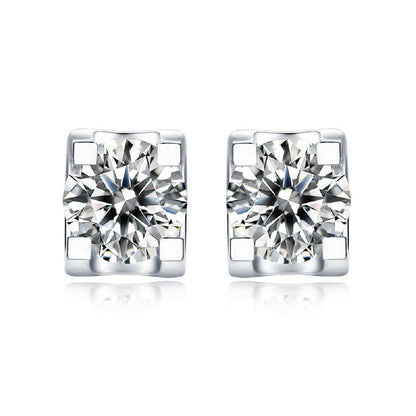 Moissanite stud earrings with a deep space-inspired design, featuring brilliant round-cut stones set in a sleek metal setting for a sophisticated and radiant look.