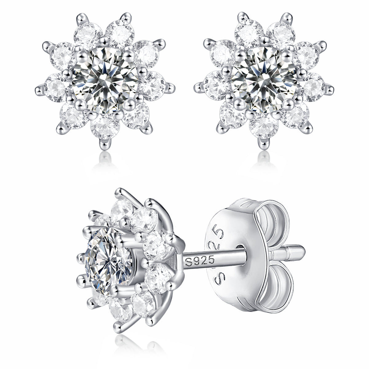 Moissanite stud earrings with a desire-inspired design, featuring brilliant-cut stones set in a sleek metal frame for a refined and radiant look.