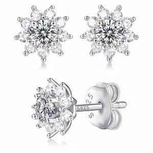 Moissanite stud earrings with a desire-inspired design, featuring brilliant-cut stones set in a sleek metal frame for a refined and radiant look.