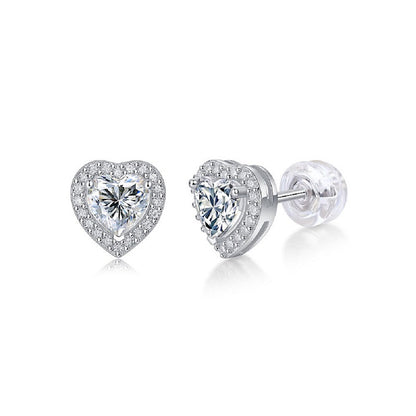Polished Moissanite Heart Studs - Elegant Jewelry for Everyday Wear