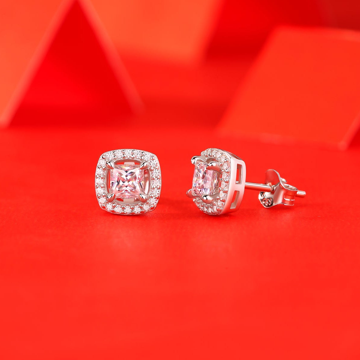 Luminous Square Moissanite Stud Earrings - Precisely Cut Stones in a Sleek Frame