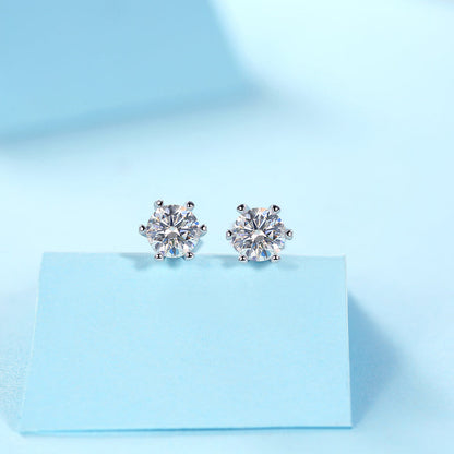 Moissanite Stud Earrings Sunny Snow, sterling silver, view 5