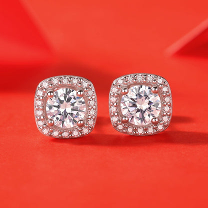 Elegant Moissanite Stud Earrings - Cosmic Design with Timeless Brilliance