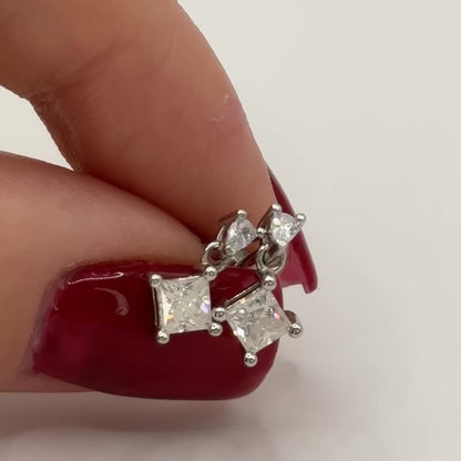 Moissanite Stud Earrings | Crystal Prism | Sterling Silver