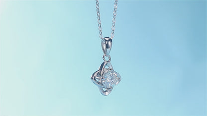 Moissanite Pendant Necklace | Lucky Clover | Sterling Silver