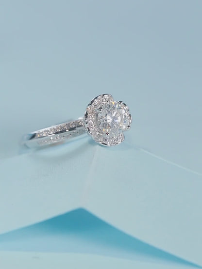 Moissanite Engagement Ring | Fairy Diary Bloom | Sterling Silver