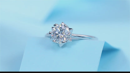 Moissanite Engagement Ring | Starburst | Sterling Silver