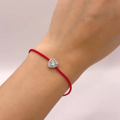 Moissanite Bracelet | Heart Cord | Sterling Silver