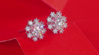 Moissanite Stud Earrings | Romantic Snowflake | Sterling Silver