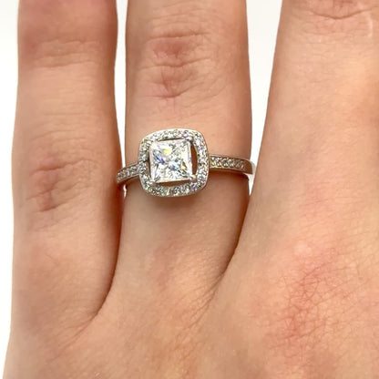 Moissanite Engagement Ring | Luminous Square | Sterling Silver