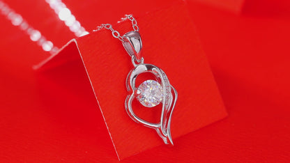 Collar con colgante de moissanita para mujer | Plata de ley 925 con baño de oro de 18 quilates | Diseño Heartstrings