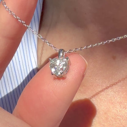 Collar con colgante de moissanita para mujer | Plata de ley 925 con baño de oro de 18 quilates | Diseño de corazón