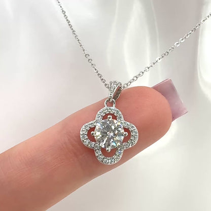 Moissanite Pendant Necklace | Clover Bloom | Sterling Silver