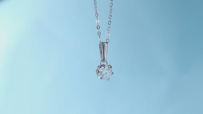 Moissanite Pendant Necklace | Six-Claws | Sterling Silver