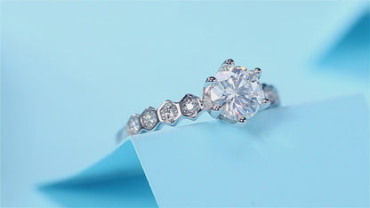 Moissanite Engagement Ring | Nine Stars | Sterling Silver