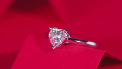 Moissanite Engagement Ring | Heart Solitaire | Sterling Silver