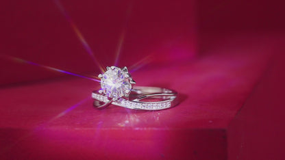Moissanite Engagement Ring | Star Snowflake | Sterling Silver