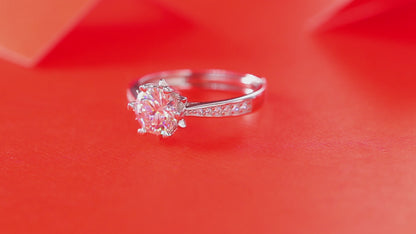 Moissanite Engagement Ring | Snowflakes | Sterling Silver