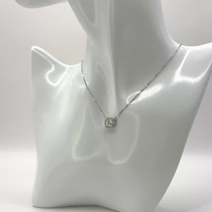 Collar con colgante de moissanita para mujer | Plata de ley 925 con baño de oro de 18 quilates | Diseño cuadrado luminoso