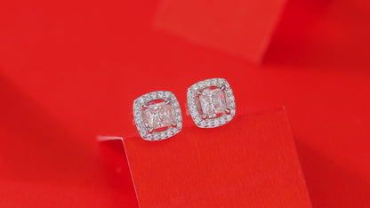 Pendientes de moissanita para mujer | Plata de ley 925 con baño de oro de 18 quilates | Diseño cuadrado luminoso