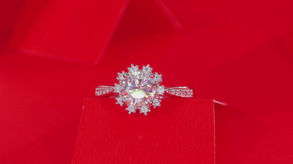 Moissanite Engagement Ring | Romantic Snowflake | Sterling Silver