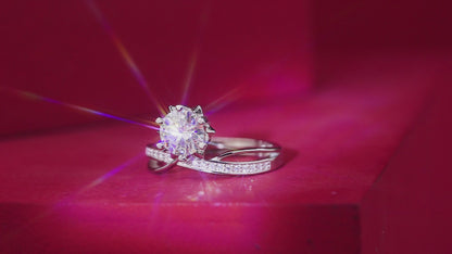 Moissanite Engagement Ring | Star Snowflake | Sterling Silver