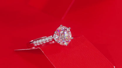 Anillo de compromiso de moissanita para mujer | Plata de ley 925 con baño de oro de 18 quilates | Planet Design