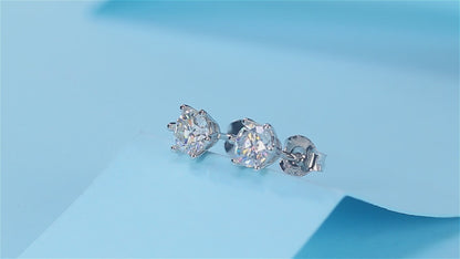 Moissanite Stud Earrings | Sunny Snow | Sterling Silver
