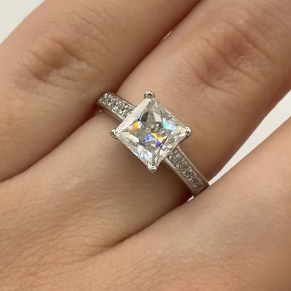 Moissanite Engagement Ring | Regal Reflection | Sterling Silver