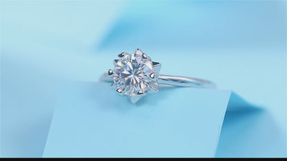 Moissanite Engagement Ring | Starburst | Sterling Silver