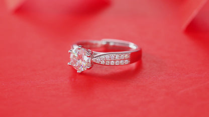 Moissanite Engagement Ring | Forever | Sterling Silver